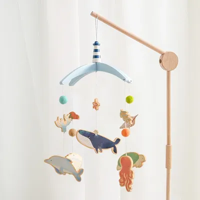 Baby Rattle Toy 0-12 Months Felt Wooden Mobile Newborn Music Box Crochet Bed Bell Hanging Toys