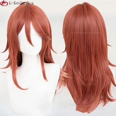 Anime Cosplay Angel Devil Wigs Dark Orange Cruly Angel Devil Heat Resistant Synthetic Hair Women