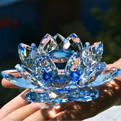 6cm Quartz Crystal Lotus Flower Crafts Glass Paperweight Fengshui Ornaments Figurines Home Wedding