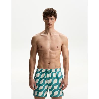 Bershka Printed Swimming Trunks Men M Turquoise
