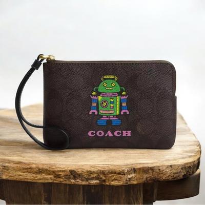 Coach Bags | Coach Cosmic Corner Zip Wristlet | Color: Brown/Gold/Red | Size: Os