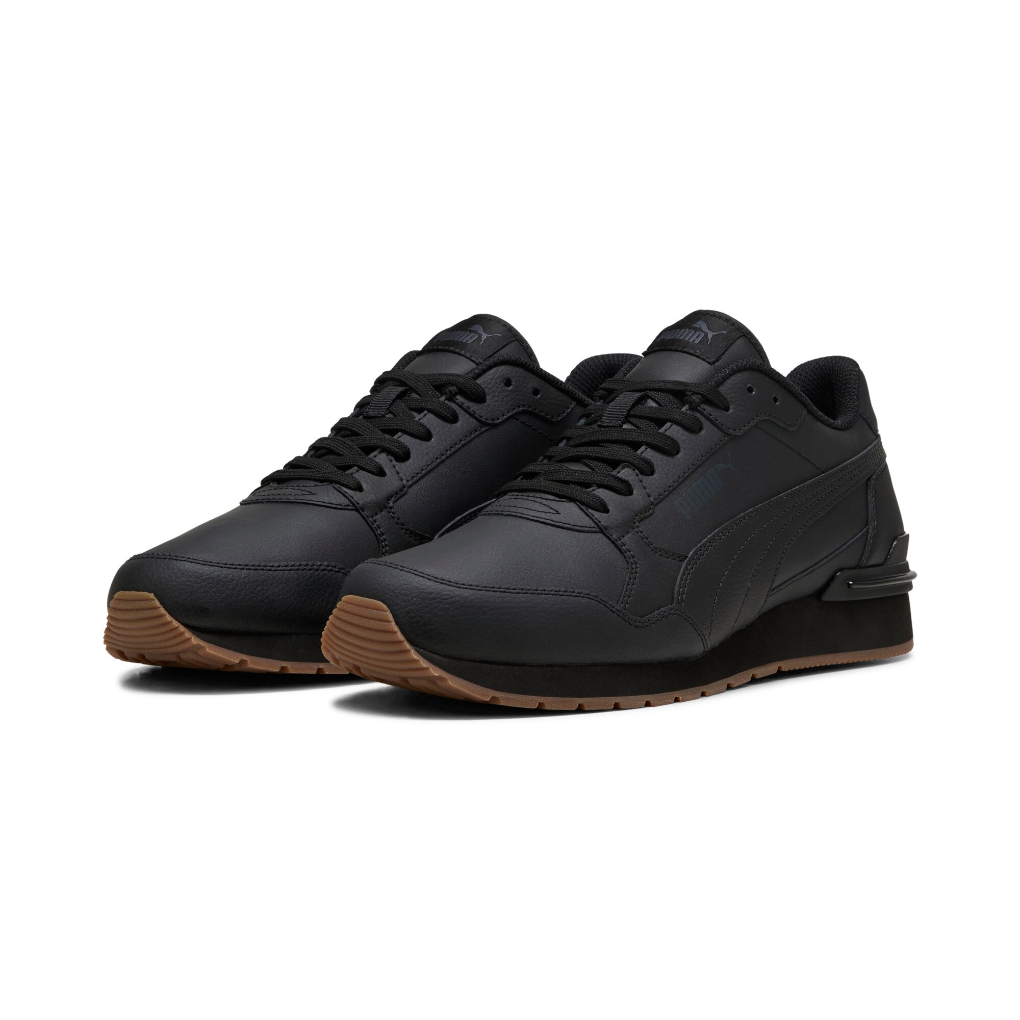 Sneaker PUMA "ST RUNNER V4 L", Damen, Gr. 42, puma schwarz, strong gray, gum, Leder, Schuhe Sneaker