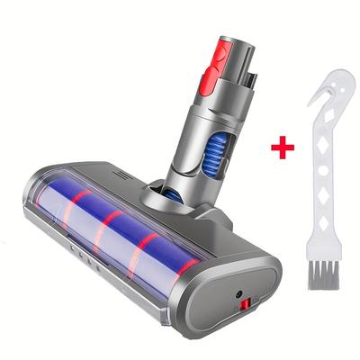 TEMU 1pc For V7, V8, V10, V11, V15 Compatible Soft Roller Brush Head - Quick Release, Easy Accessory, Ideal For Pet Hair & Smooth Surfaces Image