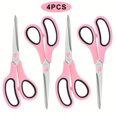 TEMU 4-pack Precision-cut Stainless Steel Scissors Set - Ultra-sharp Blades, Handles, Ideal For Office, Sewing, Crafts & School, For 14+ Image
