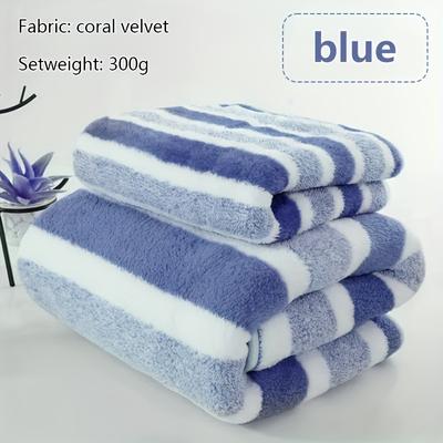 TEMU Striped Towel Set - Super Absorbent, Quick-drying, Soft And Fluffy Towels For Home, Hospitality, Spa And Salon - Includes 1 Bath Towel, 1 Hand Toweloutdoor Use, Rv Travel, Home Use Image
