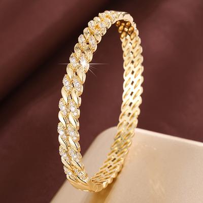TEMU A Double-row Rope Chain Design Set With Zirconia For A Lady's Bracelet Image