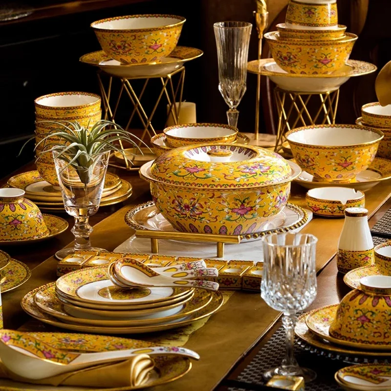 Feine Luxus-Gäste-Geschirr-Sets für Zuhause, Küche, Hochzeit, Esszimmer, Geschirr-Set, Catering-Zubehör, Vajillas Para Cocina-Geschirr Image