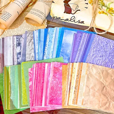 100 Pcs Rainbow Color Texture Background Craft Paper Collage Retro Journal Decorative DIY Albums