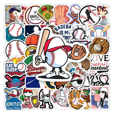 Baseball Illustration Logo Stickers Funny DIY Gift Waterproof Decal for Laptop Scrapbook Phone