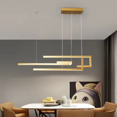 Modern Minimalism LED Pendant Lamp For Dining Room Kitchen Bar Living Room Bedroom Black Rectangle