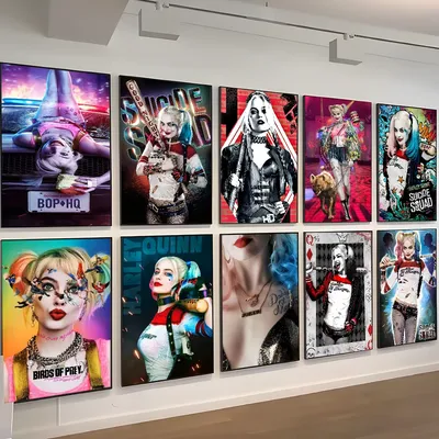 1PC Harley Cool Quinn Movie Sticky Posters Retro Kraft Paper Sticker DIY Room Bar Cafe Aesthetic Art