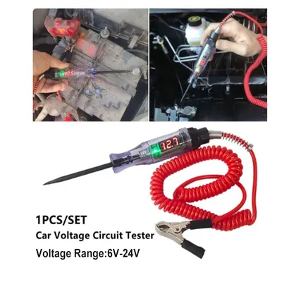 1pc Car Truck Voltage Circuit Tester 6V 12V 24V DC Digital Display Long Probe Car Circuit Tester