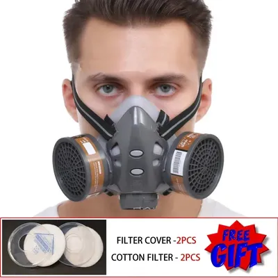 Half Face Respirator Dust Gas Mask With Double Filters For Factory Industry Spraying Survival Home