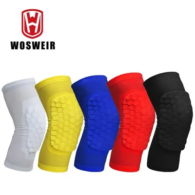 WOSWEIR 1PC Honeycomb Basketball Knee Pads Short Design Compression Leg Sleeves Kneepad Volleyball