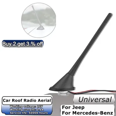 Universal 0.6A 12V Car Roof Mounted Radio Antenna Aerial AM FM Radio Connector Aerial Base Kit for