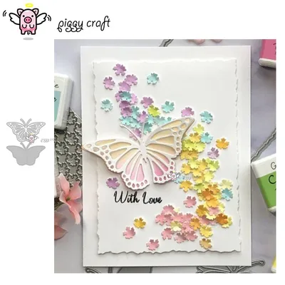 Piggy Craft metal cutting dies cut die mold 2Pcs Butterfly Scrapbook paper craft knife mould blade