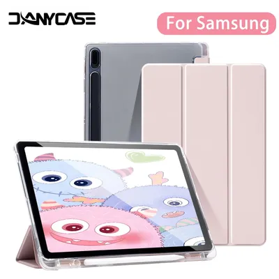 Case for Samsung Galaxy Tab S9 FE 11 S8 S7 Plus FE 12.4in S6 Lite Transparent Back Tablet Cover for