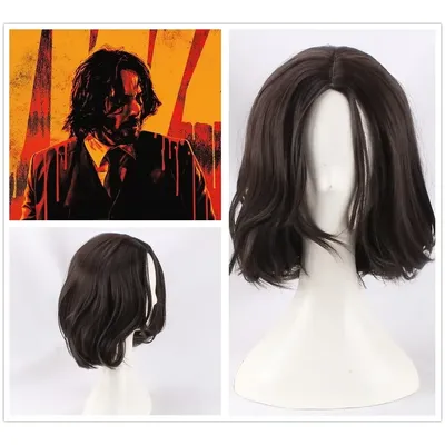 John Wick Wig Cosplay Short Curly Synthetic Brown Hair Men Women's Daily Fashion Halloween Party