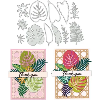 Tropical Leaves Cutting Dies Palm Leaf Die Cuts 3D Embossing Stencils Template for Card Making DIY