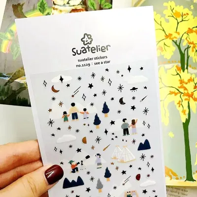 Suatelier 1129 Korea Scrapbooking Stickers See A Star DIY Craft Supplies Aesthetic Cute Sky Design DIY Hobbies Journal Sticker