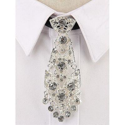 cravatta corta da uomo in metallo dorato – accessorio formale impreziosito da strass per matrimoni, ospiti ed eventi speciali