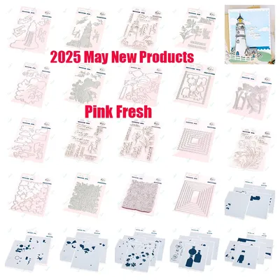 2025 May New Dotted Postage Square Die Tulips Metal Cutting Dies Stamp Stencil Hot Foil DIY Gifts Cards Photo Album Holiday Gift