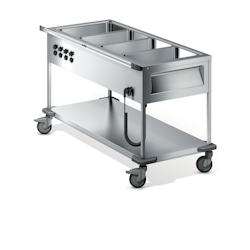 B.PRO SAW L-4, Speisenausgabewagen aus rostfreiem Edelstahl 4 Einzelbecken mit Temperaturregler, fahrbar Image