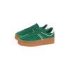 Plateausneaker TOMMY JEANS "THE GREENWICH FLATFORM SUEDE", Damen, Gr. 37, bunt (grün, rose), Veloursleder, Lederimitat, sportlich, Schuhe Retrosneaker, Freizeitschuh, Halbschuh, Schnürschuh mit dezenten Ziernähten