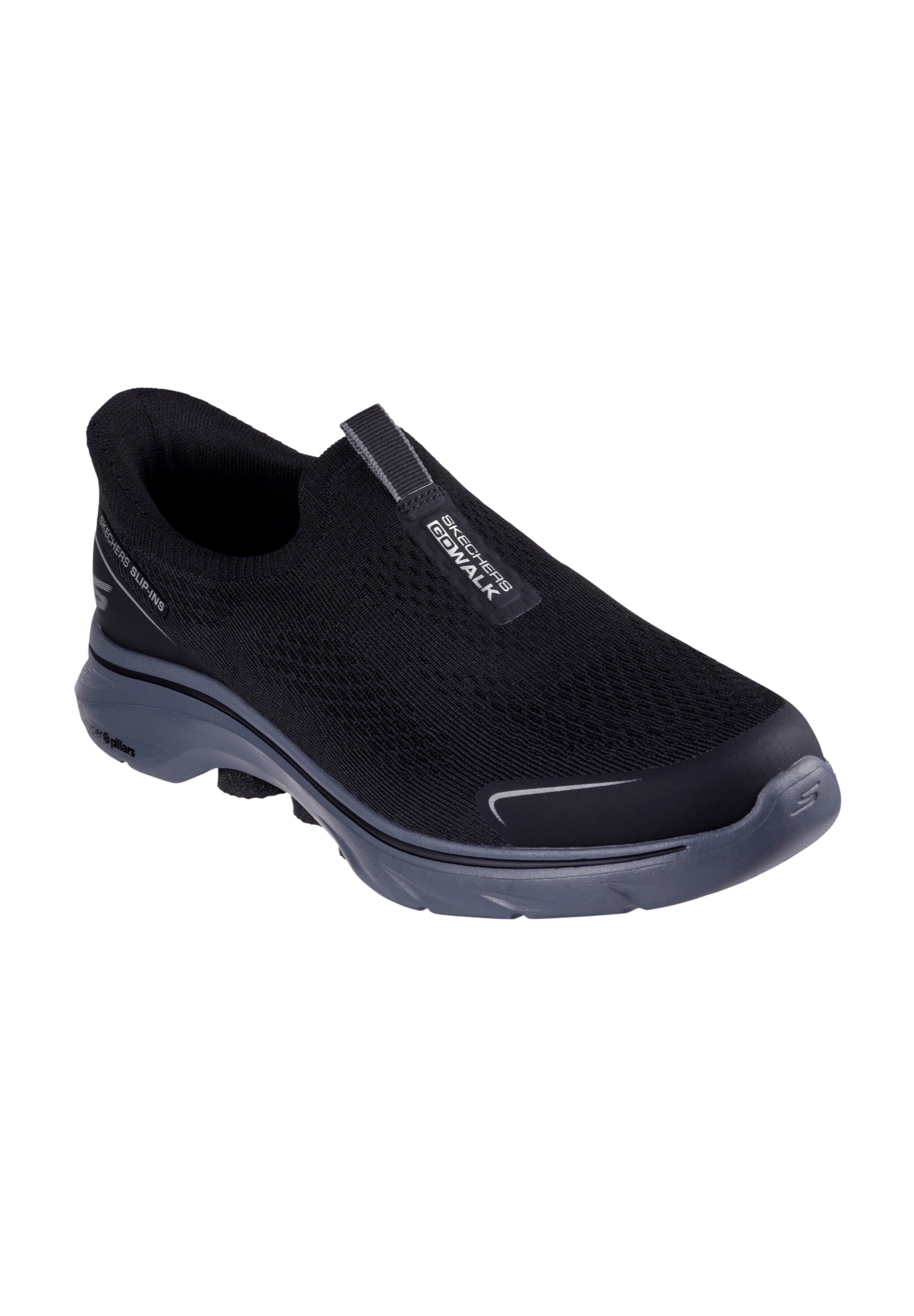 Extra Wide Width Men's Skechers GO WALK 7 Easy Evolution Slip-Ins by Skechers in Black Charcoal (Size 11 WW)