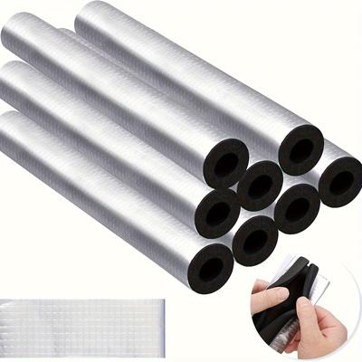 TEMU 8pcs Self-adhesive Foam Pipe Insulation Tubes - Heat Preservation & Protection For Winter, 40x1.6cm/1.3ft X 0.6in, Universal Fit For Outdoor Pipes, Irrigation, Spigots, Water Heaters - Durable Image