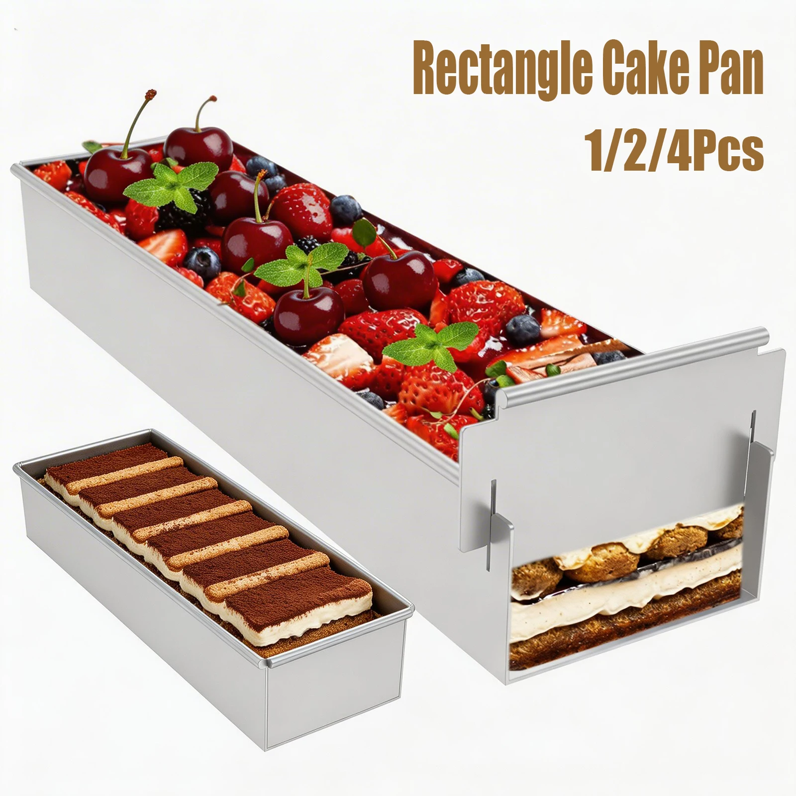 Rechteckige Kuchenform aus Aluminiumlegierung, Tiramisu, Dessertherstellung, Formen, Käsekuchenform, Brot, Laibform, Backwerkzeug, Küchenzubehör Image