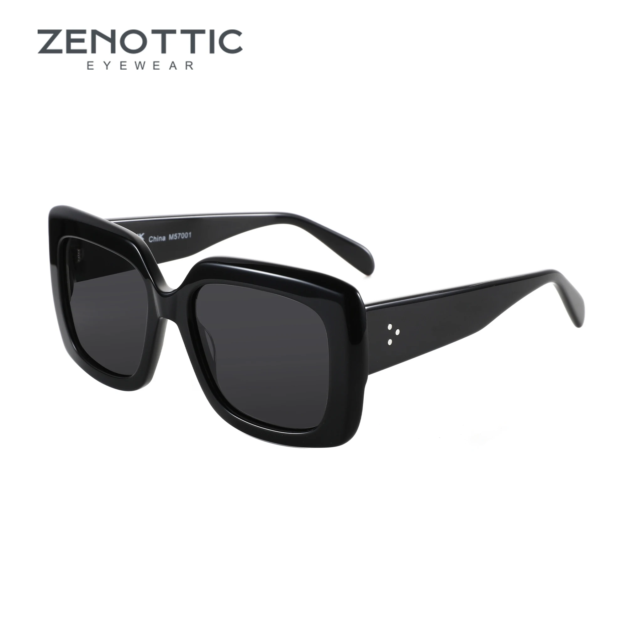 ZENOTTIC Damen-Sonnenbrille, groß, rechteckig, polarisiert, dicker Rahmen, UV400-Schutz, Acetat, quadratische Sonnenbrille, modischer Schatten Image