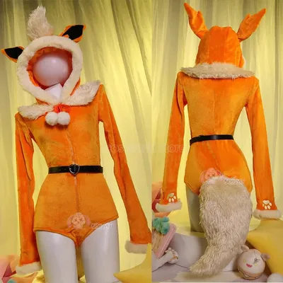 Anime Flareon Cosplay Kostüme Frauen sexy Plüsch Hoodie Bodysuit Socken Anzug Erwachsenen Kawaii Flanell Pyjama Hase Mädchen niedlichen Overall Image