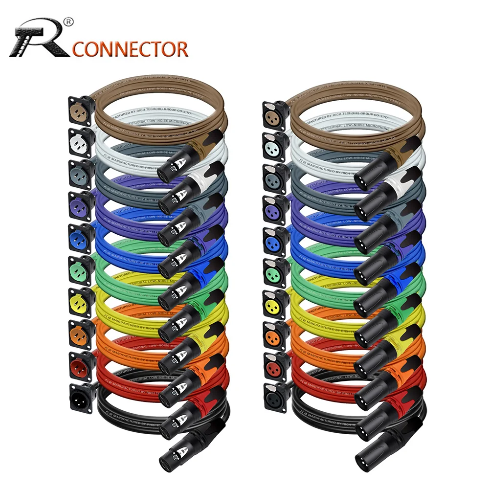 0,15 M-15 M XLR-Kabel, D-Typ 3Pin XLR M/F Panel Mount MIC Buchse auf 3Pin XLR Buchse/Stecker XLR Feed/Pass Thru Converter Image