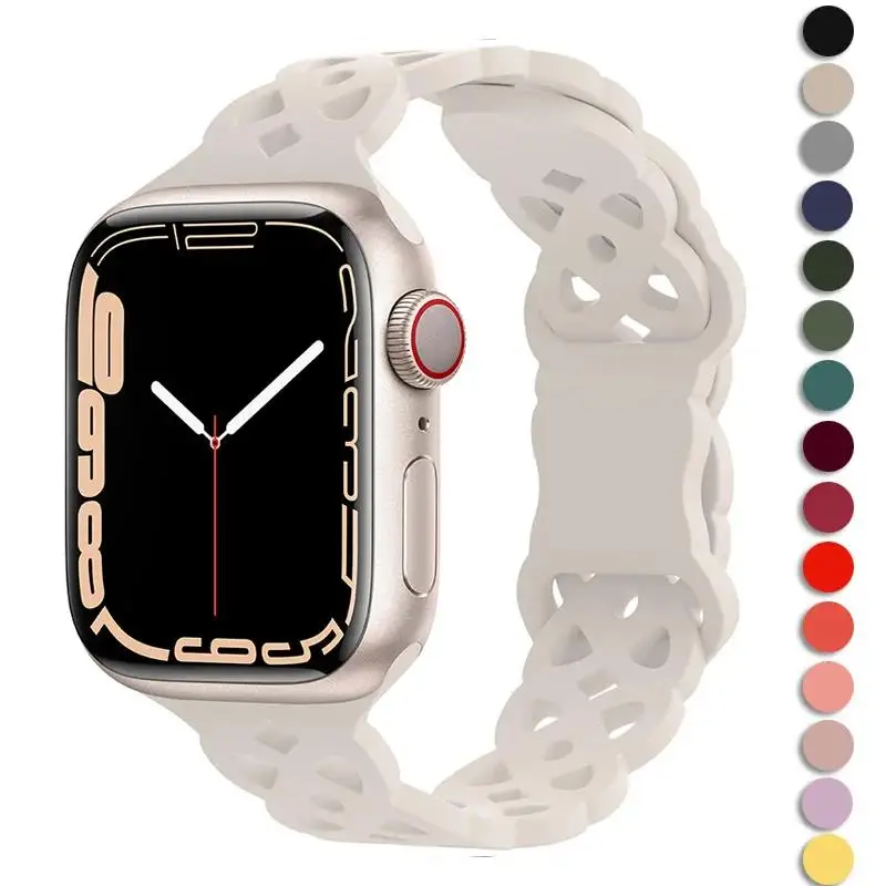 Sport Silikon armband für Apple Uhren armband 44mm 40mm 42mm 38mm 41mm 45mm atmungsaktives Armband für iwatch Serie 9 8 ultra 2 7 6 se Image