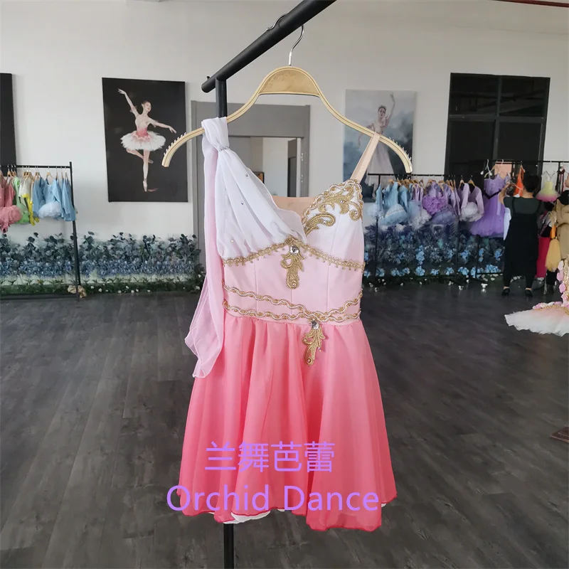 Mode benutzerdefinierte Größe benutzerdefinierte Farbe Kinder Mädchen Frauen Erwachsene Ballett Performance tragen Amor Chiffon rot rosa lyrische Tanzkostüme