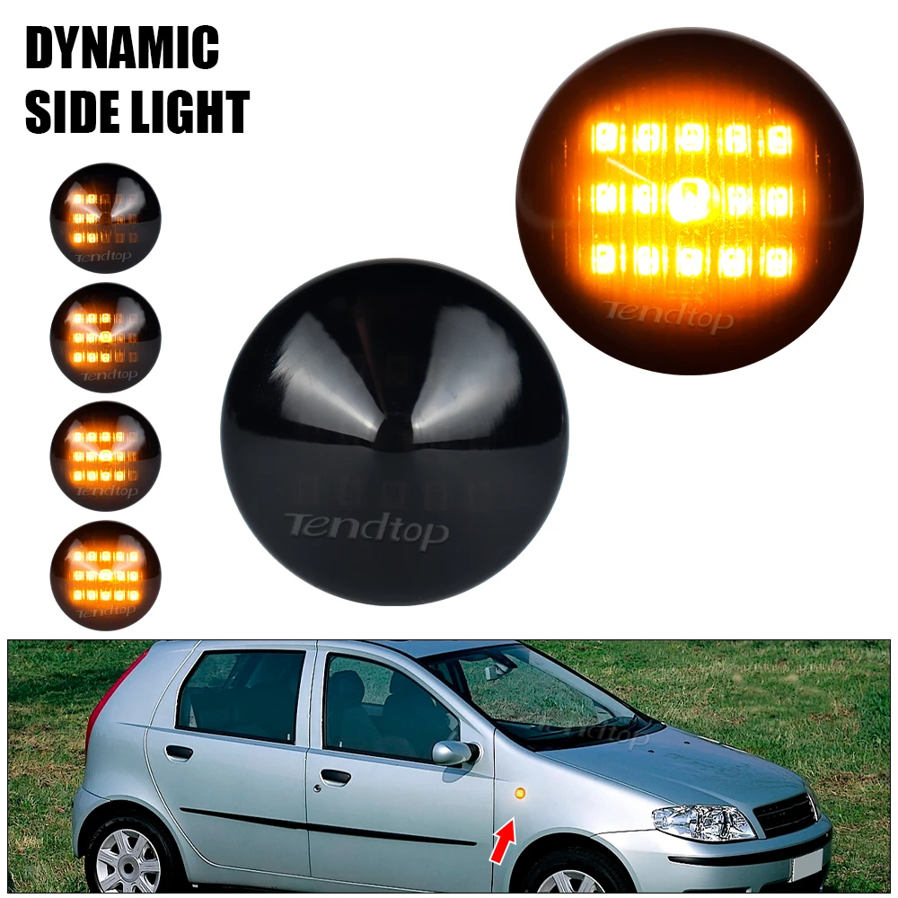 2 pz LED Lampeggiante Sequenziale Indicatore di Direzione Dinamico Luce di Segnale Laterale Lampada Dello Specchio Per Fiat Punto 188 1999-2012 Doblo 2001-2005