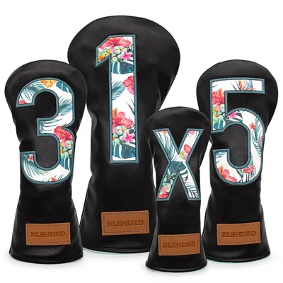 Black Leather Golf Headcovers Summer Fashion Head Cover High Qaulity Driver Wood Cover Set White
