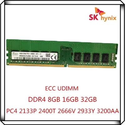 SK Hynix DDR4 8GB 16GB 32GB 2133P 2400T 2666V 2933Y 3200AA PC4 2Rx8 Pure ECC UDIMM RAM workstation