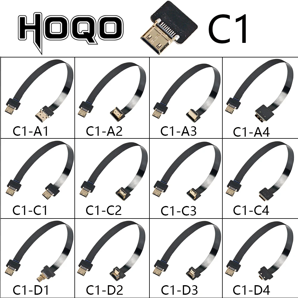C1 flexible FFC Fpv Ultra Thin Mini HDMI Male/Female to Mini /Micro HDMI Male Female 90 degree Male FPC