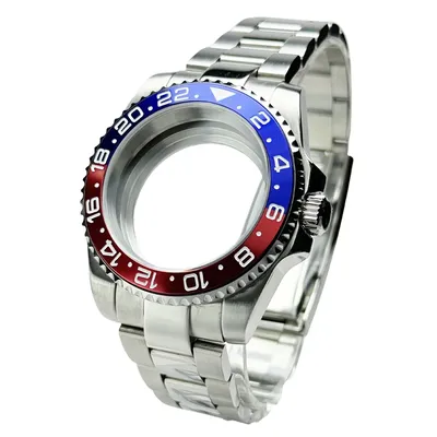 Diver Watch Case Fit for Sub Polish Oyster Band Mod NH34 NH35 NH36 NH70 NH72 20bar red blue bezel