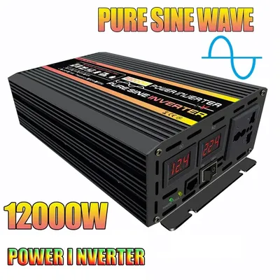 Pure Sine Wave Inverter 12000W Car Solar Inverter DC12V 24V 48V 60V To 220V Socket Transformer Power
