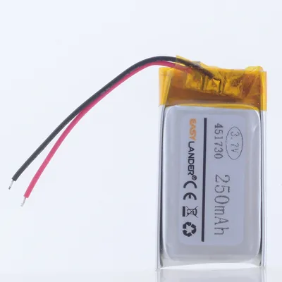 451730 3.7V 250mAh Polymer Li-ion Battery For bluetooth headset Bracelet Wrist Watch pen PSP PDA