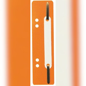 Exacompta 426009B 250x Einhängeheftstreifen aus PP mit Doppellochung, Deckleiste aus Kunststoff für Dokumente im Format DIN A4, 35x150mm - Orange Image