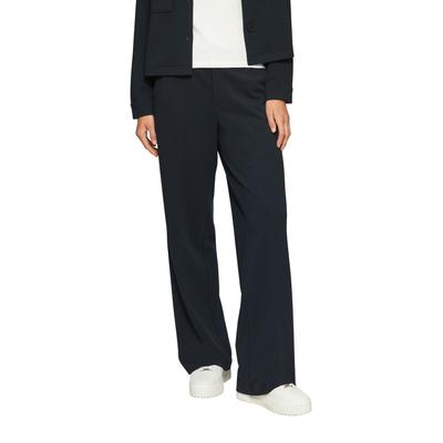 Jerseyhose S.OLIVER, Damen, Gr. 38, N-Gr, blau (navy), Jersey, Obermaterial: 74% Polyester, 22% Viskose, 4% Elasthan. Futter: 100% Polyester, unifarben, casual, weit knöchellang, Hosen, aus Struktur-Jersey Image