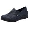 Slipper RIEKER, Damen, Gr. 39, blau (nachtblau), Lederimitat, unifarben, casual, Schuhe, Schlupfschuh, Halbschuh, Slip on mit Stretcheinsatz und Ziersteppung, Topseller