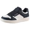 Sneaker SKECHERS "QUICK STREET", Kinder, Gr. 30, blau (navy, weiß), Lederimitat, kontrastfarbene Details, sportlich, Schuhe, Retro Sneaker mit Klettverschluss, Größenschablone zum Download