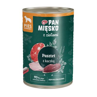 Sparpaket: 36x400g Pan Mięsko Dog Pastete mit Ente Hundefutter nass