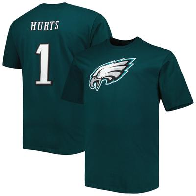 Herren-T-Shirt mit Fanatics-Logo „Jalen Hurts“, Dunkelgrün, Philadelphia Eagles, großer und großer Spielername und Nummer Image