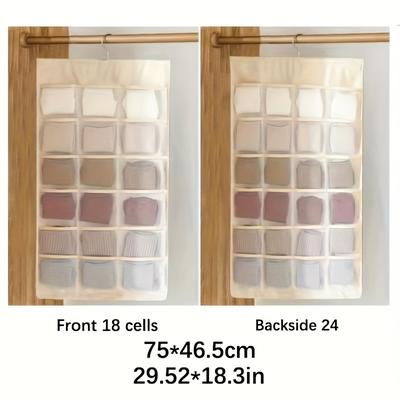 TEMU Double-sided Wardrobe Underwear Underwear Storage Hanging Bag Cloth Bedroom Artifact Dormitory Clothes Sock Bag Wall Hanging Type Image